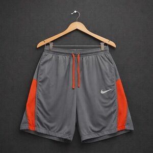 Nike Dri-FIT Athletic Training Shorts Gray Orange Swoosh Mens Medium Gym Running